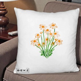 Perna Decorativa Margarete Camp, 40x40 cm, Alb Pufos, Husa Detasabila, Perna Inclusa, BEKZ®