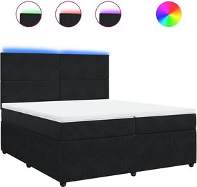 vidaXL Pat box spring cu saltea, negru, 200x200 cm, catifea