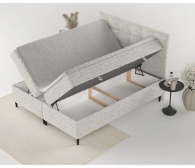 Pat boxspring gri deschis cu spațiu de depozitare 140x200 cm Urbaneo – Maison de Rêve