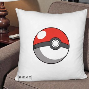 Perna Personalizata Pokeball Rosie, 40x40 cm, Alb Pufos, Husa Detasabila, Perna Inclusa, BEKZ®