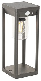 Lampă de podea pentru exterior gri închis 25 cm cu lumină reglabilă și senzor pe solar - Sonne