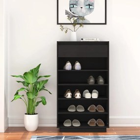 Pantofar, negru, 60x34x105 cm, lemn masiv de pin 1, Negru, Negru