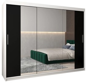 Dulap de haine 250 cm Toki 2 (alb mat + negru mat). 1065028