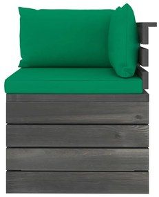 Set mobilier gradina paleti cu perne, 9 piese, lemn masiv pin Verde, 9