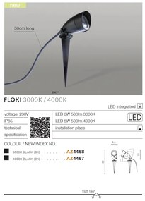 Tarus de exterior cu spot LED directionabil IP65 FLOKI 3000K