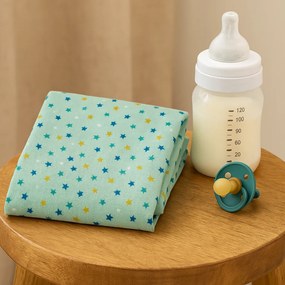 Set 2 scutece finet 100% bumbac pentru bebelusi ,   70A 80 cm ,   Starry Sky Mint