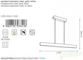 Lustra, Pendul modern L-97cm, finisaj auriu/alb, LED Fornes 93341 EL