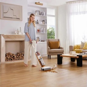 Aspirator vertical Tineco iFloor Y2 Plus, 6500 Pa, Wi-Fi, 0.8 L apa murdara/1 L apa curata, LED, Auto-curatare, 70 m², Indicatori, Alb/Portocaliu