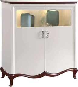 Bufet lemn masiv nuc Milan I Alb-, 114 × 46,5 × 123 cm