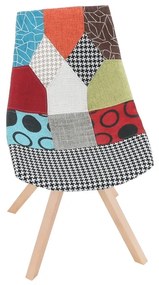 Scaun, ţesătură patchwork/lemn, KIMA NEW TYP 2