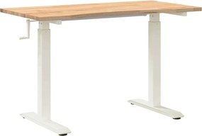 vidaXL Birou Alb și Natural 120 x 60 cm Lemn de stejar masiv