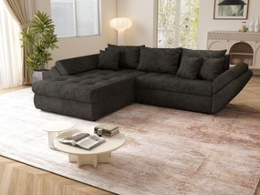 Colțar extensibil dumonde cu ladă de depozitare si sezut confortabil din spuma high-density, Loana Enjoy Black II 270x185 cm