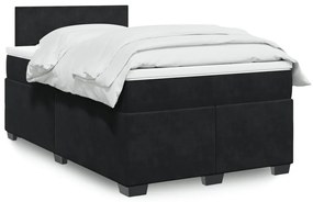 vidaXL Pat box spring cu saltea, negru, 120x200 cm, catifea