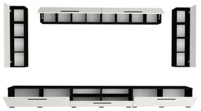 Living haaus Haga V6, Alb Lucios/Negru, MDF, L 360 cm