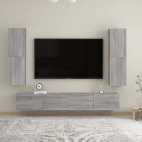 vidaXL Dulapuri TV montat pe perete, 2 buc., gri sonoma 30,5x30x110 cm