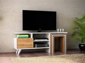 Comoda TV Nature, alb/nuc, PAL melaminat, 120x30x49 cm