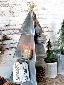 Brad decorativ din metal, finisaj zinc antichizat, H67 cm