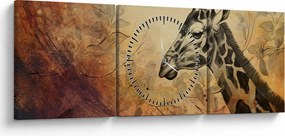 Tablou - Girafă, pictură (cu ceas) (90x30 cm)