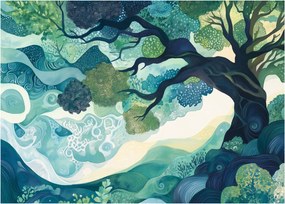 Tablou pe sticlă – Coroană verde a arborelui vieții (70x50 cm)