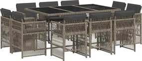 vidaXL Set mobilier de grădină cu perne, 11 piese, gri, poliratan