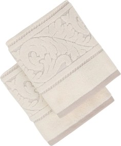 Set 2 prosoape baie SULTAN, crem, bumbac, 50x90 cm