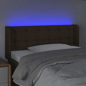 Tablie de pat cu LED, maro inchis, 103x16x78 88 cm, textil 1, Maro inchis, 103 x 16 x 78 88 cm
