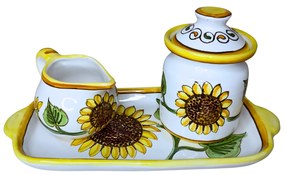 Set ceramică servit ceai/cafea model Floarea Soarelui