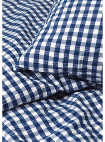 Lenjerie de pat albă/albastru-închis din țesătură crep pentru pat de o persoană 140x200 cm Bæk&amp;Bølge – JUNA