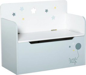 HOMCOM Bancă de Depozitare Portabilă pentru Jucării 2 în 1, Ladă cu Spătar pentru Copii de 3-6 Ani, 60x30x50 cm, Albastru | Aosom Romania