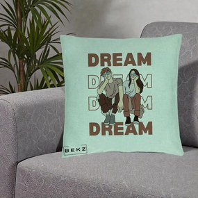 Perna Decorativa Dream Couple Aesthetic, 40x40 cm, Verde Menta, Husa Detasabila, Perna Inclusa, BEKZ®