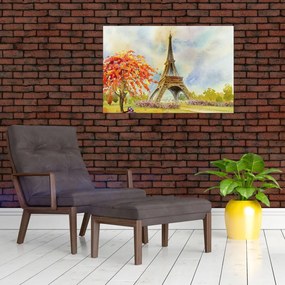 Tablou pictat cu turnul Eiffel (90x60 cm)