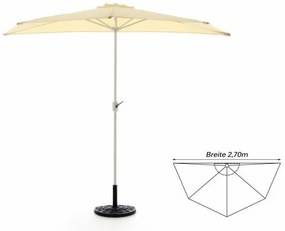 Umbrelă semirotundă de grădină, bej incl. accesorii