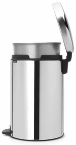 Cos de gunoi cu pedala Brabantia NewIcon 649048, 20 L, Inchidere lina, Baza antiderapanta, Cos interior metalic, Inox