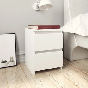 vidaXL Noptiere, 2 buc., alb, 30x30x40 cm, lemn prelucrat