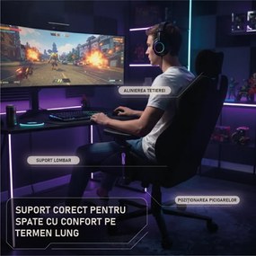 LUMINA X-Motion Plus – Ergonomie Avansată, Cotiere 5D, Textil, Negru