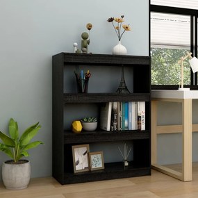 808217 vidaXL Bibliotecă/Separator cameră, negru, 100x30x103 cm, lemn de pin