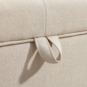 HOMCOM Taburet depozitare 80L, material textil, picioare lemn, 118x42x45 cm, crem | Aosom Romania