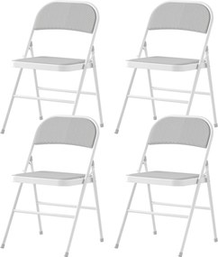 HOMCOM Set de 4 scaune pliabile scaune de sufragerie portabile cadru din oțel 45 x 46 x 78 cm alb | Aosom Romania