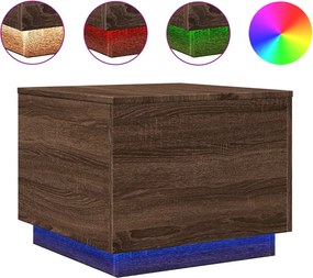 vidaXL Măsuță de cafea cu lumini LED, stejar maro, 50x50x40 cm