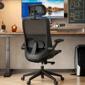 Scaun ergonomic SYYT 9509 negru, mesh complet și șezut reglabil