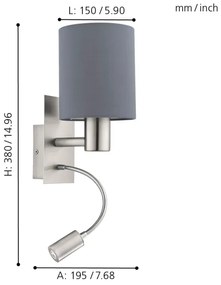 Eglo 96479 - Lampă LED flexibilă PASTERI 1xE27/40W+LED/3,8W gri