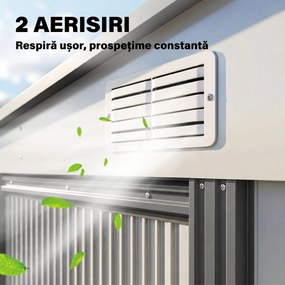 Outsunny magazie grădină căsuță de unelte pentru grădină 154x206.5x160/181 cm alb | Aosom Romania