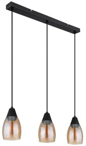 Lustra suspendata design modern REID negru, chihlimbar