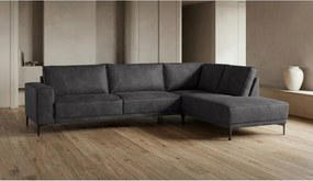 Colțar gri antracit cu tapițerie din imitație de piele (colț pe partea dreaptă) Copenhagen – Scandic