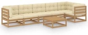 3076622 vidaXL Set mobilier de grădină cu perne, 7 piese, lemn masiv pin