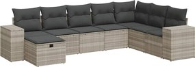 vidaXL Set mobilier de grădină cu perne, 8 piese gri deschis poliratan