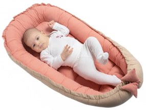 Cosulet bebelus pentru dormit din tesatura de in Kidizi Baby Nest Cocoon 90x50 cm Pink