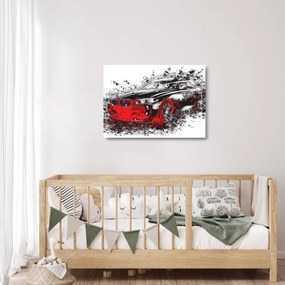 Tablou pe sticlă - Mașina pictată în acțiune (70x50 cm)