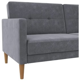 Canapea gri extensibilă cu tapițerie din catifea 207 cm Lilly – Støraa