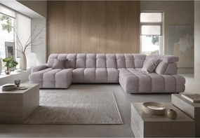 Coltar extensibil U TOLLO XL, sezlong dreapta, stofa catifelata bej -